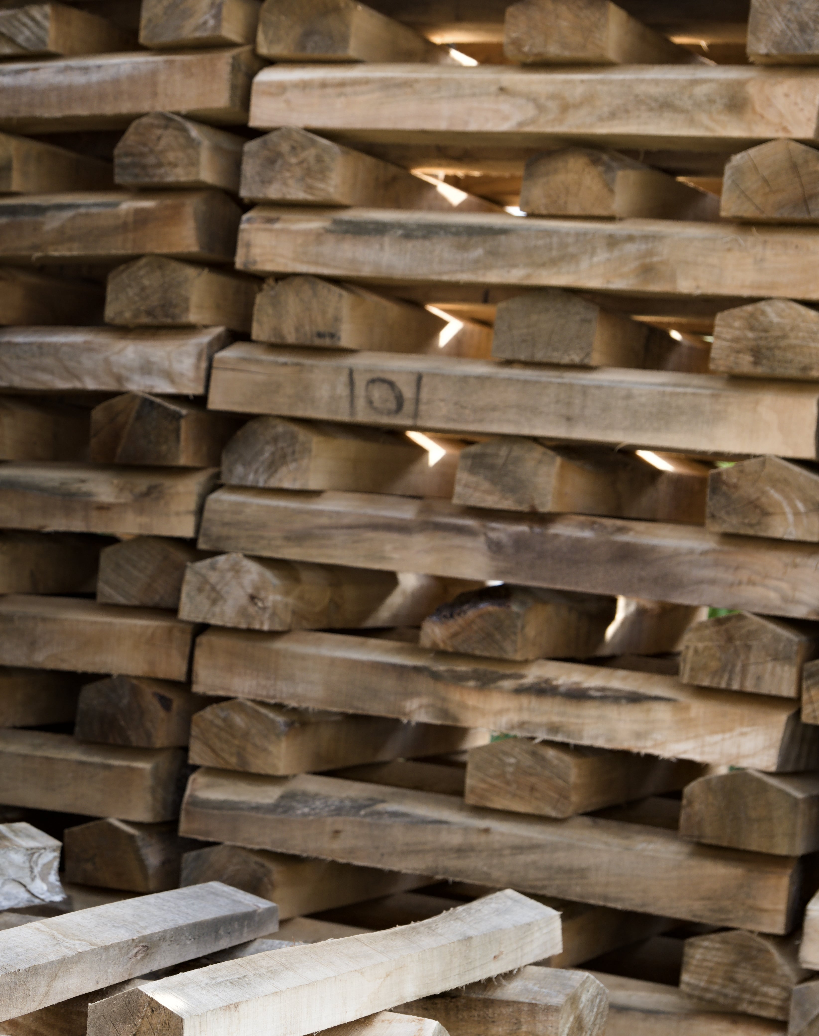 Close view of the raw willow stacks from the OUTPLAY product shoot in Kashmir
